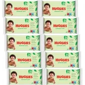 Chusteczki nawilżane - Huggies Chusteczki nawilżane Natural Care Zestaw 10 x 56 szt. - miniaturka - grafika 1