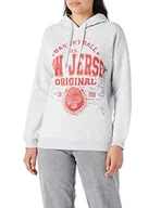 Bluzy damskie - Koton Damska bluza z kapturem z nadrukiem z długim rękawem, jasnoszary (Krem) - miniaturka - grafika 1