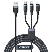 Kable USB - 3w1 Kabel przewód USB-A - iPhone Lightning USB-C microUSB Multi-Use 1.2m czarny JOYROOM - miniaturka - grafika 1