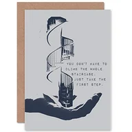 Kartki okolicznościowe i zaproszenia - Wee Blue Coo Motywacyjny cytat 'Take The First Steep' pusta kartka z życzeniami - miniaturka - grafika 1