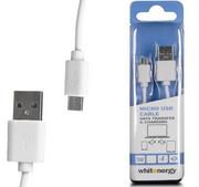 Kable USB - Whitenergy Kabel do przesyłu danych, wtyczka USB 2 0 na micro USB biały (09970) - miniaturka - grafika 1