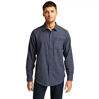 Koszule męskie - Timberland Pro Męska koszula robocza z flaneli Woodfort średniej wadze przycisk użytkowy, Navy Heather, S - grafika 1