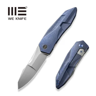 Nóż składany WE Knife Solid Blue Titanium, Polished Bead Blasted CPM 20CV by Gustavo T. Cecchini (WE22028-4) - Noże - miniaturka - grafika 1