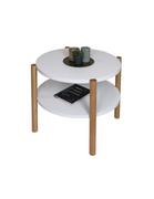 Ławy i stoliki kawowe - Okrągły stolik kawowy z półką, średnica 60 cm Crystal White, Wykończenie nogi - Dąb olejowany - miniaturka - grafika 1