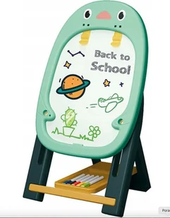 Tablica dwustronna kredowa magnetyczna edukacyjna dla dzieci stojąca green - Tablice dla dzieci - miniaturka - grafika 1