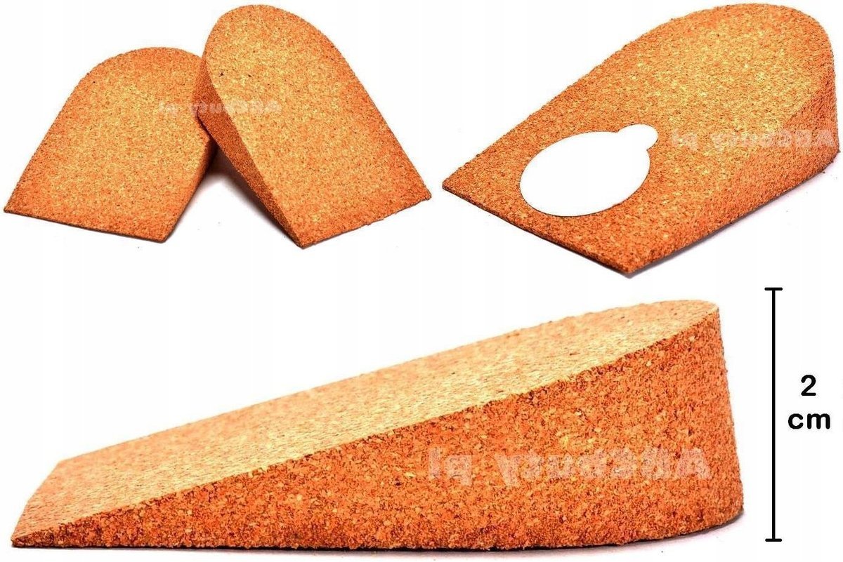 41/46 MĘSKIE PODPIĘTKI KORKOWE KLINY WKŁADKI PODWYŻSZAJĄCE 2 CM CORK 20 MM