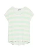 Koszulki i topy damskie - Vero Moda Koszulka w kolorze jasnozielono-białym - miniaturka - grafika 1