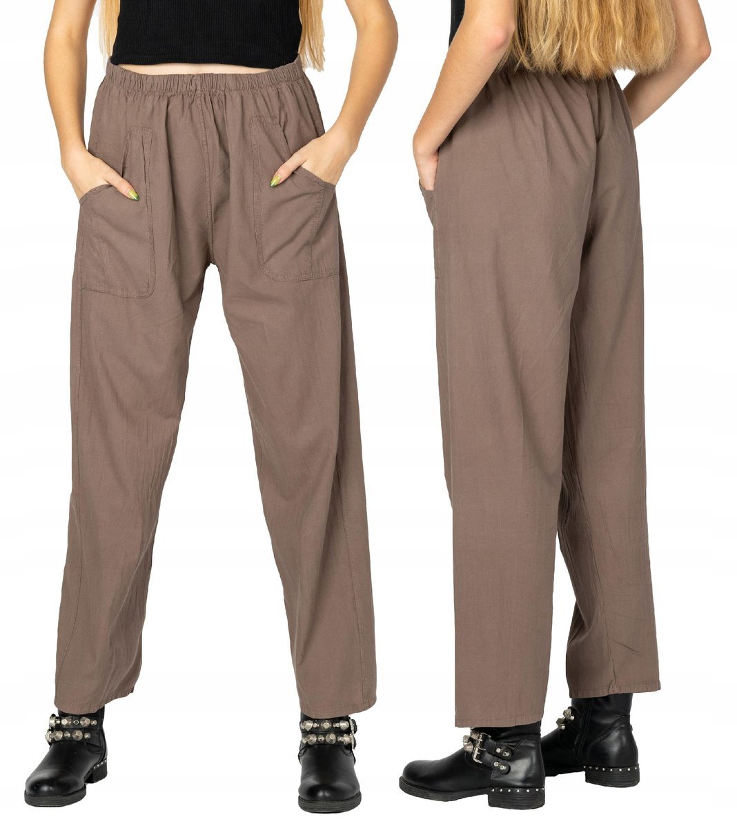 Cienkie Spodnie Damskie Bawełniane Lato 999-03 XXL