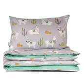 Pościel dla dzieci - Pościel 100x135 szara Lamy w krainie kaktusów - miniaturka - grafika 1