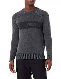 Replay Sweter męski, 098 BLACK, XXL - Swetry męskie - miniaturka - grafika 1