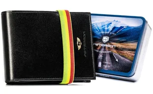 Portfel męski Peterson skórzany reggae ze skóry naturalnej rasta ochrona RFID czarny - Portfele - miniaturka - grafika 1