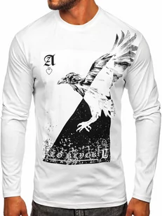 Biały longsleeve męski z nadrukiem Bolf 146741 - Koszulki męskie - miniaturka - grafika 1