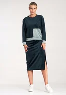 Komplety bielizny - Komplet dresowy damski welurowy spodnica dresowa z bluza Granat r. M - miniaturka - grafika 1