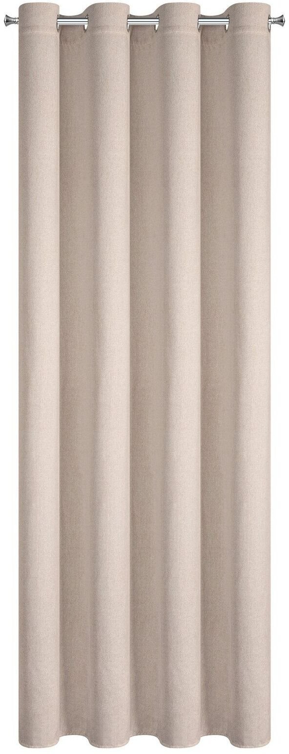Eurofirany Zasłona gotowa 140x250 cm beżowa na przelotkach gładka zaciemniająca BLAKE