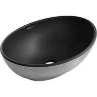 Umywalki - Mexen Elza umywalka nablatowa 40 x 33 cm, czarna mat/srebrna wzór łuski - miniaturka - grafika 1