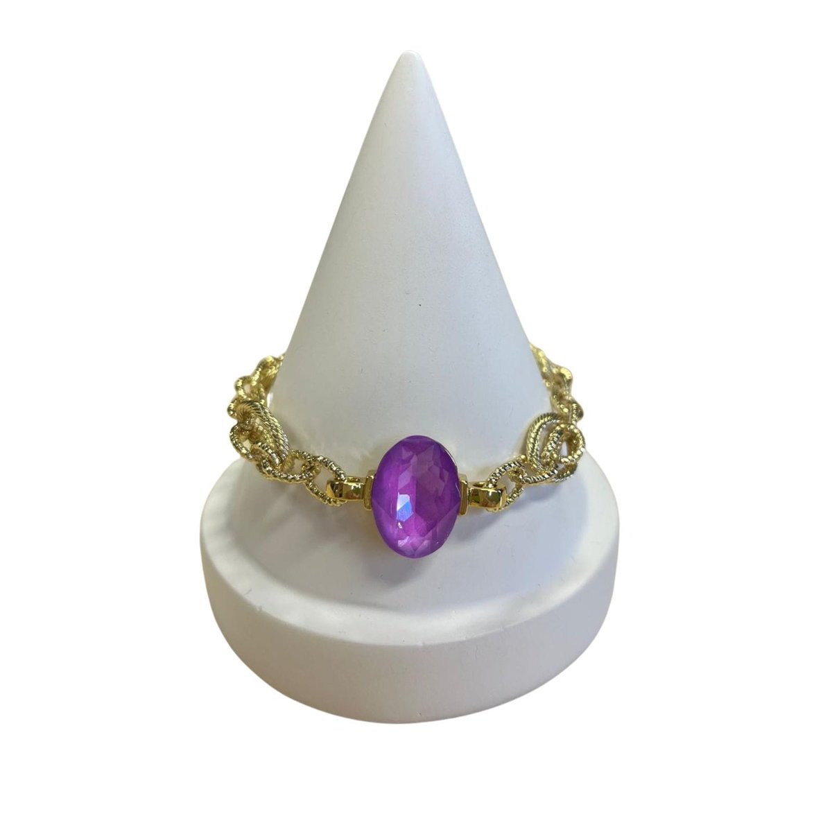 Colibra Pozłacana Bransoletka kryształ Crystal Electric Violet Ignite Primero