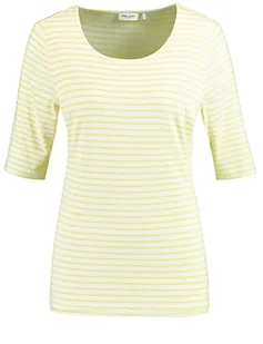 Gerry Weber Damska koszulka z krótkim rękawem EcoVero koszulka z rękawem 1/2 w paski, ecru/biały/żółty pierścionek, 38 - Koszulki i topy damskie - miniaturka - grafika 1
