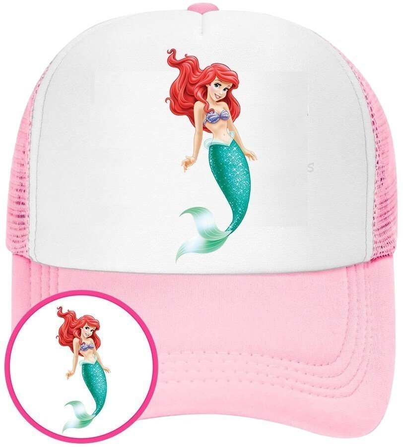 Czapka z Daszkiem Syrenka Ariel Różowa z Nadrukiem Lato Siatka Bejsbolówka