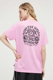 Vans t-shirt bawełniany kolor różowy - Koszulki sportowe damskie - miniaturka - grafika 1