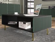 Ławy i stoliki kawowe - Stolik kawowy RAVENNA A 90x60 cm stelaż CZARNY MAT / ZIELONY Stolik kawowy MDF styl włoski z elementami frezowanymi CIEMNA ZIELEŃ Nogi metalowe w kolorze złotym lub czarnym Metalowe stopki - miniaturka - grafika 1