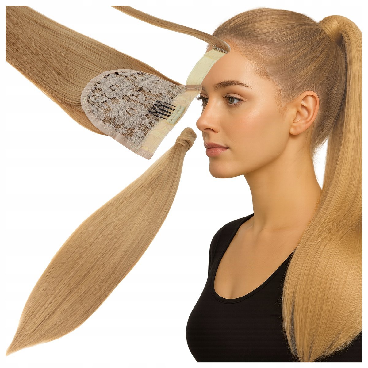 Włosy Syntetyczne Doczepiane Kucyk Kitka Dopinka Treska 60 cm jak Naturalne