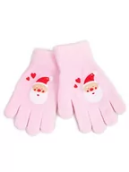 Rękawiczki - Rękawiczki dziewczęce pięciopalczaste różowe Mikołaj 14 cm YOCLUB - miniaturka - grafika 1