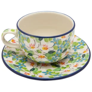 Filiżanka Do Herbaty Kawy 200 Ml Ze Spodkiem - Ceramika Artystyczna Bolesławiec - Filiżanki - miniaturka - grafika 1