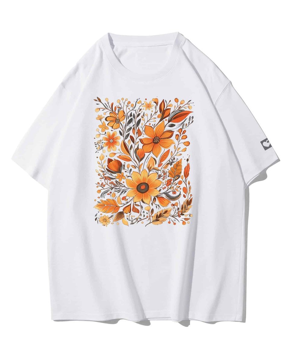 Koszulka oversize Jesienne Kwiaty Piękno na Prezent Biały L