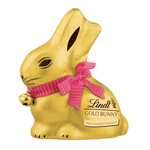 Królik czekoladowy Lindt Gold Bunny biała czekolada z truskawką 100g - Czekolada - miniaturka - grafika 1