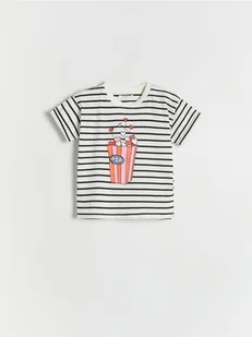 Reserved - T-shirt w paski z nadrukiem - wielobarwny - Bluzki dla niemowląt - miniaturka - grafika 1