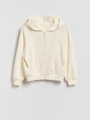 Bluzy dla dziewczynek - Reserved - Rozpinana bluza z modalem - złamana biel - miniaturka - grafika 1