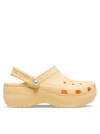 Klapki i japonki damskie - Crocs Klapki Classic Platform Pearl Clog 211231 Różowy - miniaturka - grafika 1