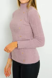 RÓŻOWY SWETER Z OZDOBNYMI GUZIKAMI- PÓŁGOLF - Olika - Swetry damskie - miniaturka - grafika 1