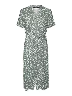 VERO MODA Women's VMVICA S/S Shirt Dress GA WVN NOOS sukienka, Green Bay/AOP:Maja, S, Green Bay/Aop: maja, S - Sukienki - miniaturka - grafika 1