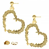 Kolczyki - Kolczyki złote Serce Pióro Serduszko 925 - miniaturka - grafika 1