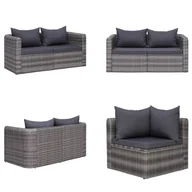Sofy ogrodowe - vidaXL Narożnik ogrodowy 2 szt. Szary polirattan - Sofa ogrodowa - Sofy ogrodowe - Sofa narożna - Sofy narożne - miniaturka - grafika 1