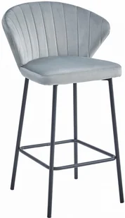 Tapicerowane srebrne barowe krzesło do wyspy L6-P98 - Taborety i hokery - miniaturka - grafika 1