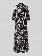 Sukienki - Długa sukienka z mieszanki bawełny z wykładanym kołnierzem - miniaturka - grafika 1