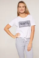 Koszulki i topy damskie - T-shirt z ozdobnym panelem - Monnari - miniaturka - grafika 1