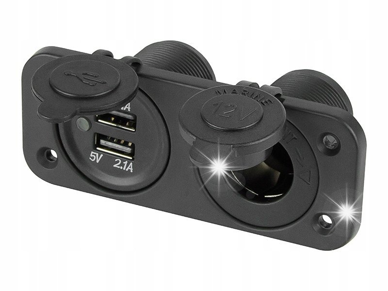 GNIAZDO ZAPALNICZKI SAMOCHODOWEJ 2xUSB 1xGNIAZDO