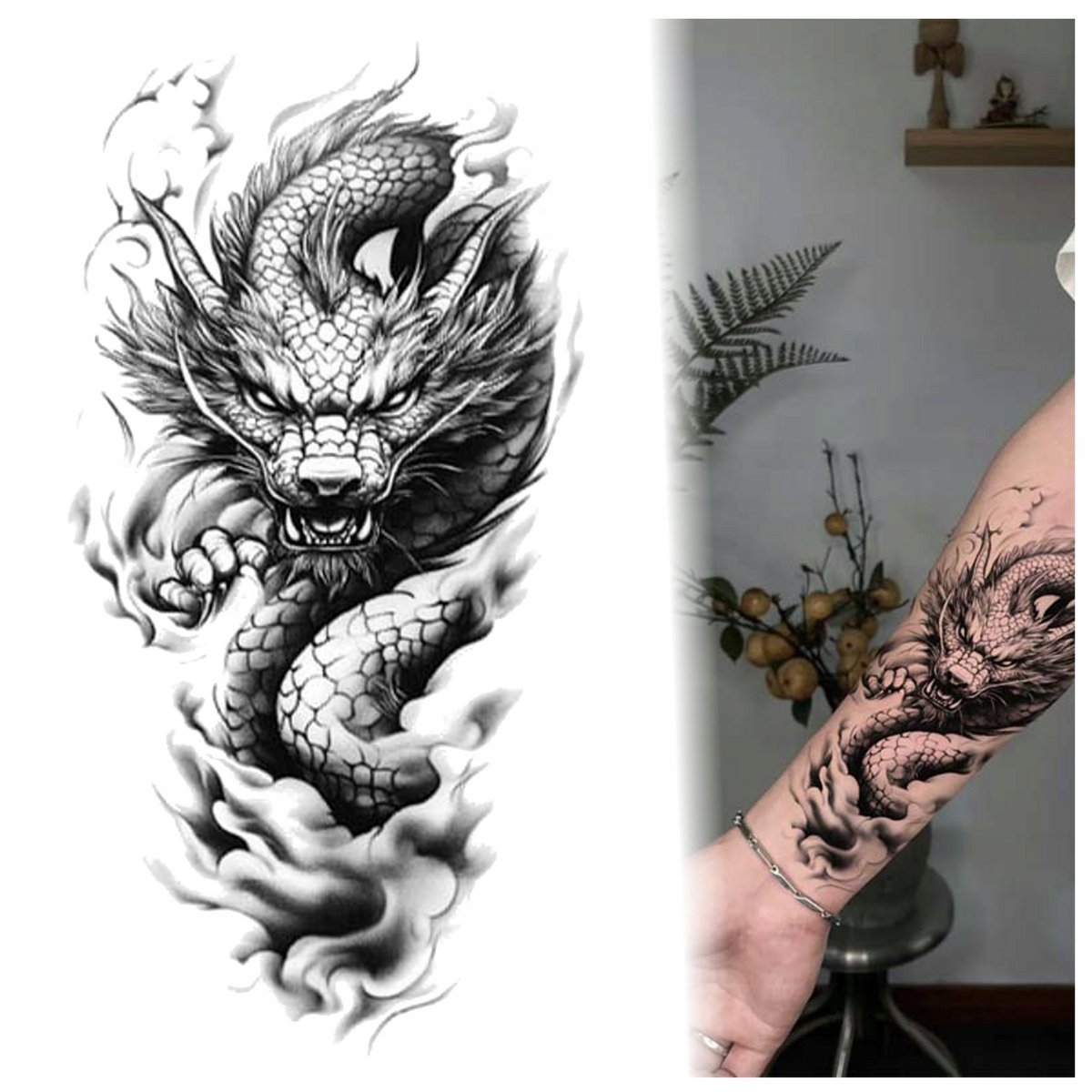 TATUAŻ SMOK DRAGON BALL ZMYWALNY TYMCZASOWY WODNY