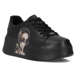 Skórzane sneakersy damskie Filippo DP6207/24 BK czarny - Półbuty damskie - miniaturka - grafika 1