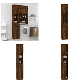 Szafki łazienkowe - vidaXL Szafka łazienkowa dąb wędzony 32x25,5x190 cm materiał drewnopochodny - Szafka łazienkowa - Szafki łazienkowe - Wysoka szafka - Wysokie szafki - miniaturka - grafika 1