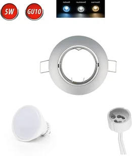 Reflektor wpuszczany GU10 Ø77mm otwór wiercony aluminium w komplecie GU10 5W ciepła biała 350 lumenów żarówka LED grafitowa okrągła - Żarówki LED - miniaturka - grafika 1