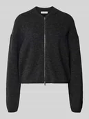 Swetry damskie - Kurtka o kroju regular fit z dzianiny z mieszanki żywej wełny i wełny z alpaki - miniaturka - grafika 1