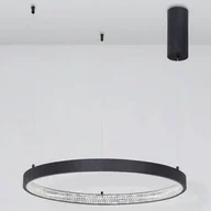 Lampy sufitowe - Luces Exclusivas Wisząca LAMPA glamour MORON LE41723 Luces Exclusivas metalowa OPRAWA pierścień ZWIS LED 37W 3000K z krysztakami czarny - miniaturka - grafika 1