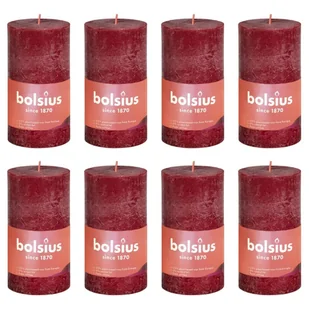 Rustykalne świece pieńkowe Shine, 8 szt., 100x50 mm, czerwone Lumarko! - Aromaterapia - miniaturka - grafika 1