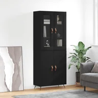 Witryny - vidaXL Witrynka, czarna, 69,5x34x180 cm, materiał drewnopochodny - miniaturka - grafika 1