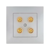 Wyłączniki światła i elektryczne - LEDart ELEKTRO - PLAST głośnikowe podwójne z ramką CARLA srebrny ELEKTRO - PLAST - miniaturka - grafika 1