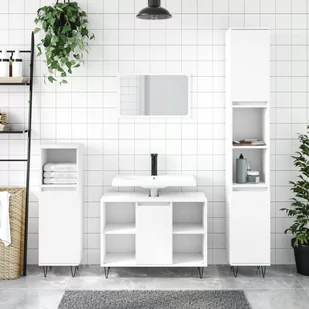 vidaXL 3-cz. zestaw mebli łazienkowych, biały, materiał drewnopochodny - Meble łazienkowe - miniaturka - grafika 1